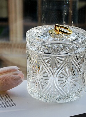 Glass City北欧简约金属把柄透明玻璃糖果罐巧克力罐家居装饰储物