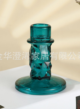 玻璃工艺品桌面烛台澄浠玻璃复古