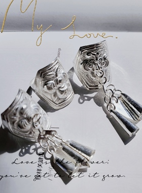 月如银足银999原创纯手工戒指