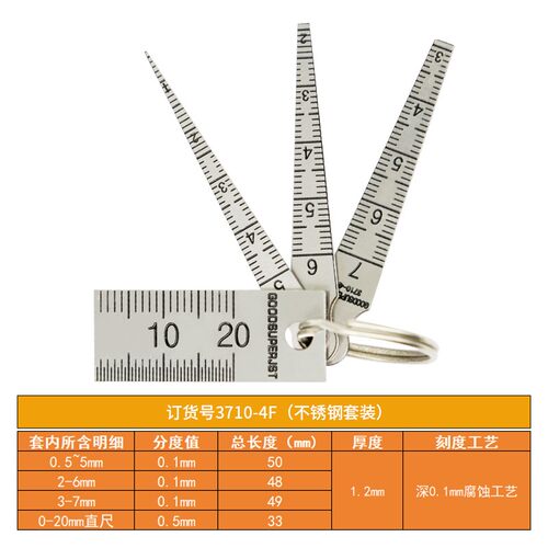 不锈钢间隙尺锥形尺楔形塞尺三角孔尺孔径规高精度1-15mm哑光间隙 - 图3