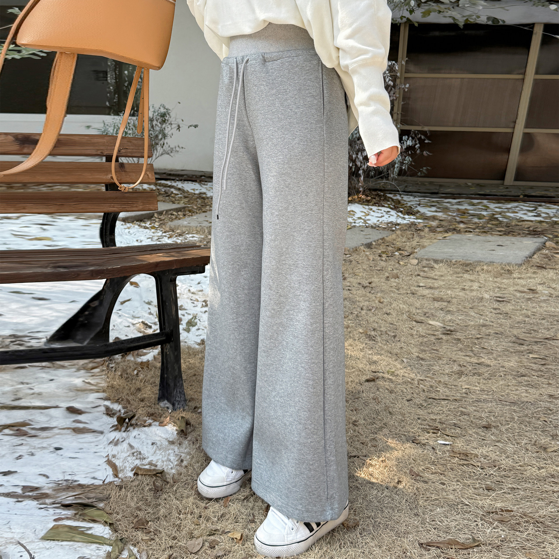 200斤胖mm大码女装慵懒高腰阔腿裤2025秋冬新品抽绳针织微喇长裤,淘宝优惠券,粉丝福利购,淘宝优惠卷