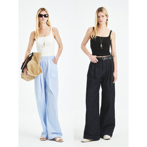 MRS Studios 胶囊系列 双肩带设计短款带胸垫针织圆方U领背心吊带 - 图2