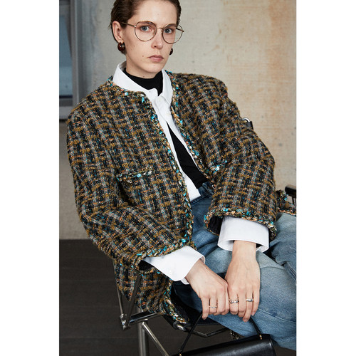 MRS Studios 法国SCOP&英国Linton高定埃及系列重工黑彩小香外套 - 图3