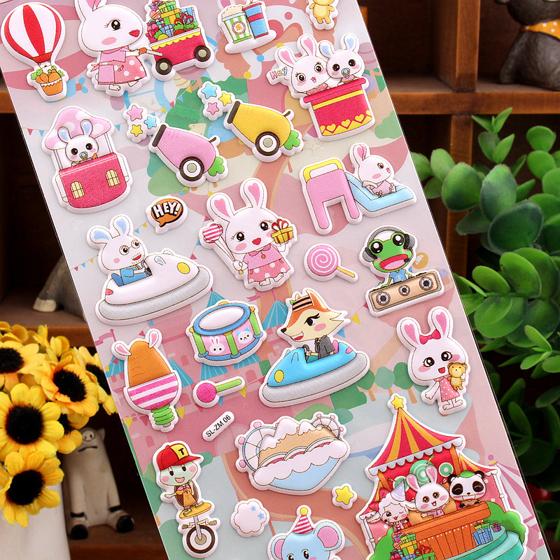 可爱小兔子幼儿园学生奖励儿童立体卡通贴纸sticker贴粘纸小贴画_虎窝淘