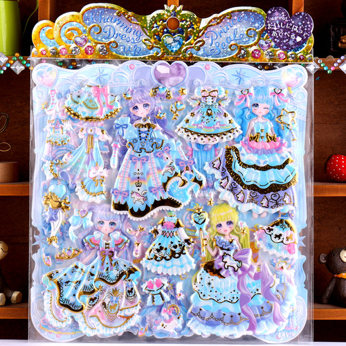 精美女孩公主3D立体换装贴画sticker儿童益智芭比娃娃换衣粘贴纸 - 图3