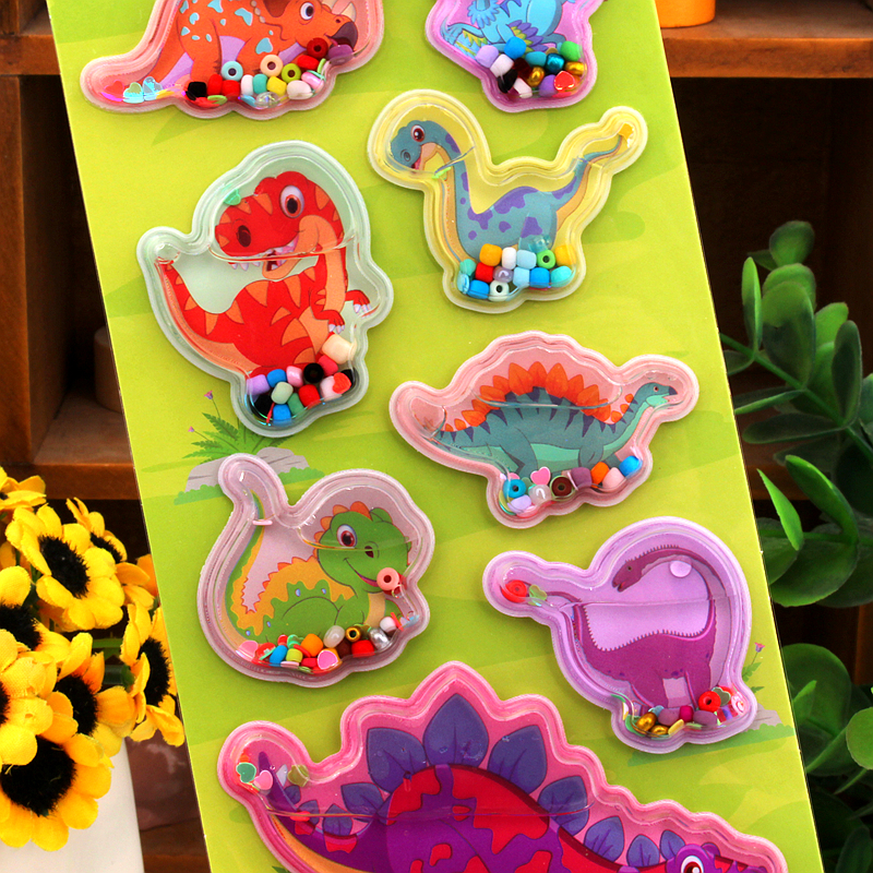 可爱恐龙3D立体摇摇灌水贴画sticker儿童男孩奖励卡通注水小贴纸 - 图2