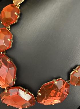 古着饰品时尚女项链光感变色苏树脂项链长方形项链夸张