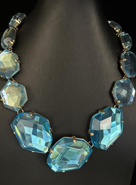 古着饰品时尚女项链光感变色苏树脂项链长方形项链夸张