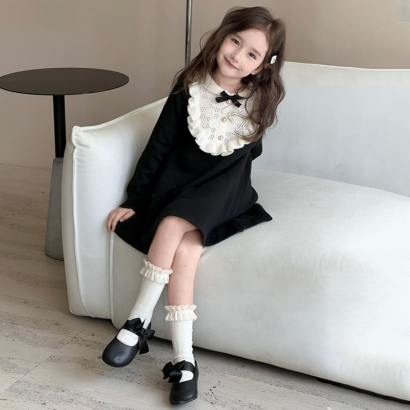 女童小香风连衣裙秋季新款儿童小女孩娃娃领裙子撞色小香风公主裙,淘宝优惠券,粉丝福利购,淘宝优惠卷