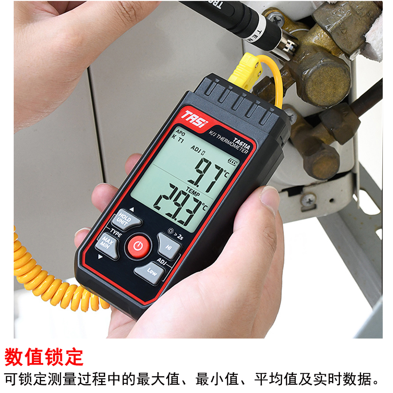 K型热电偶测温仪高精度接触式探头表面温度 TA611A/B双通道-图0