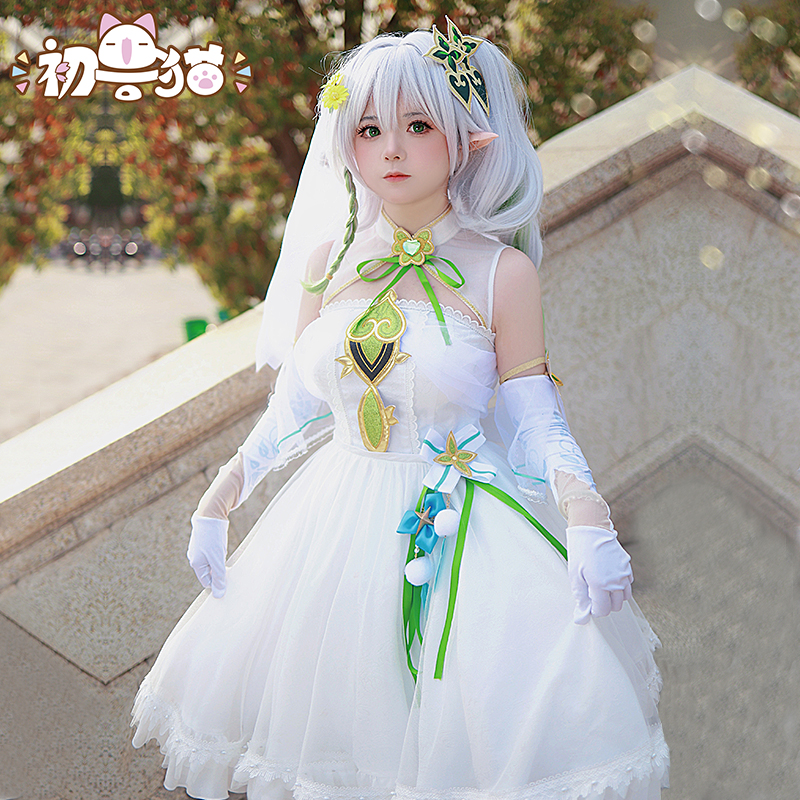 初兽猫现货原神cos服纳西妲cosplay同人花嫁小草神婚纱女装-图0