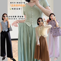 (Coastal Road) Daily Commuter West Pants Casual 90% Pants Long Pants Children Tightness Waist Suit Skirt Half Body Dress