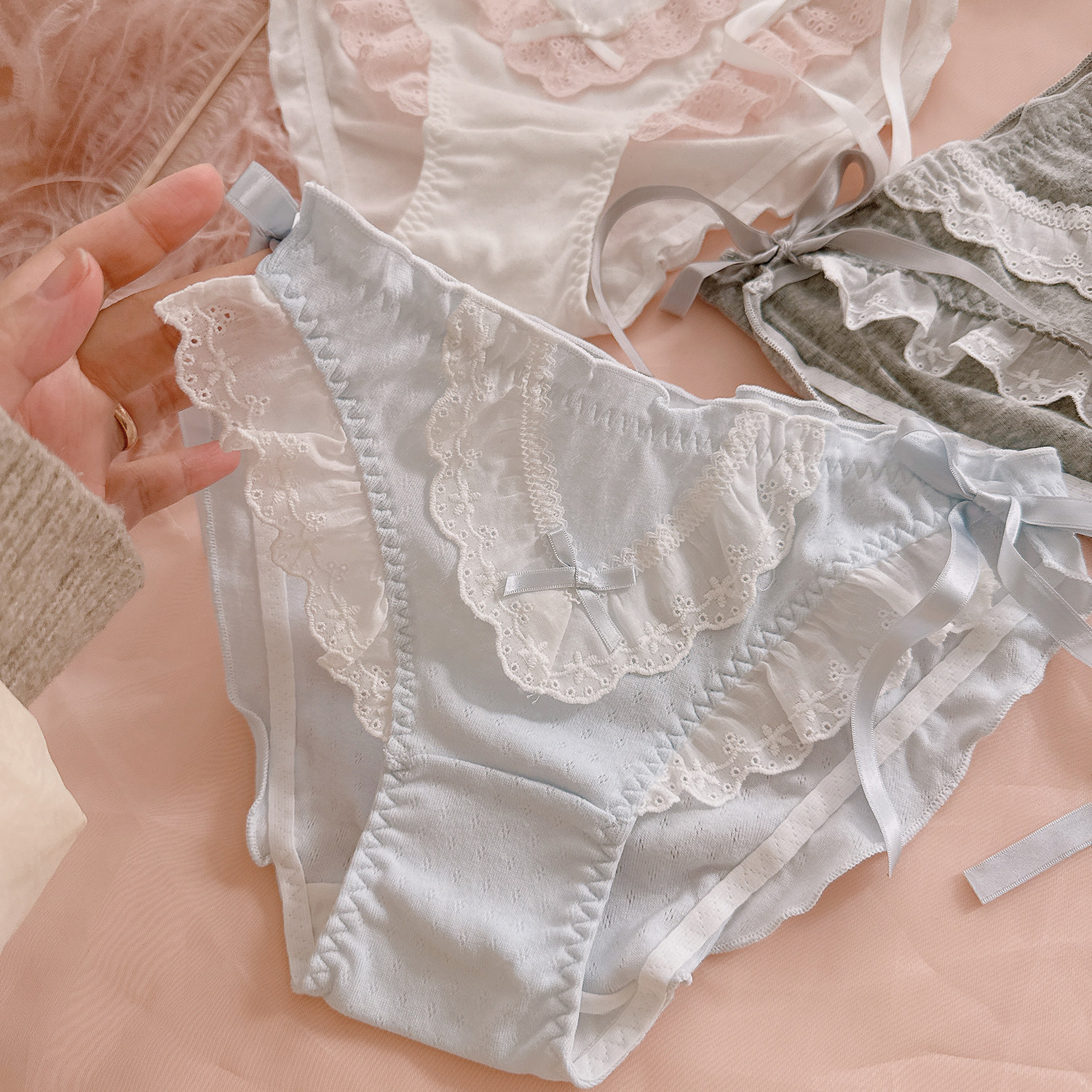 漂亮礼物~甜美纯欲高开叉少女内裤系带花边透气孔A类纯棉,淘宝优惠券,粉丝福利购,淘宝优惠卷