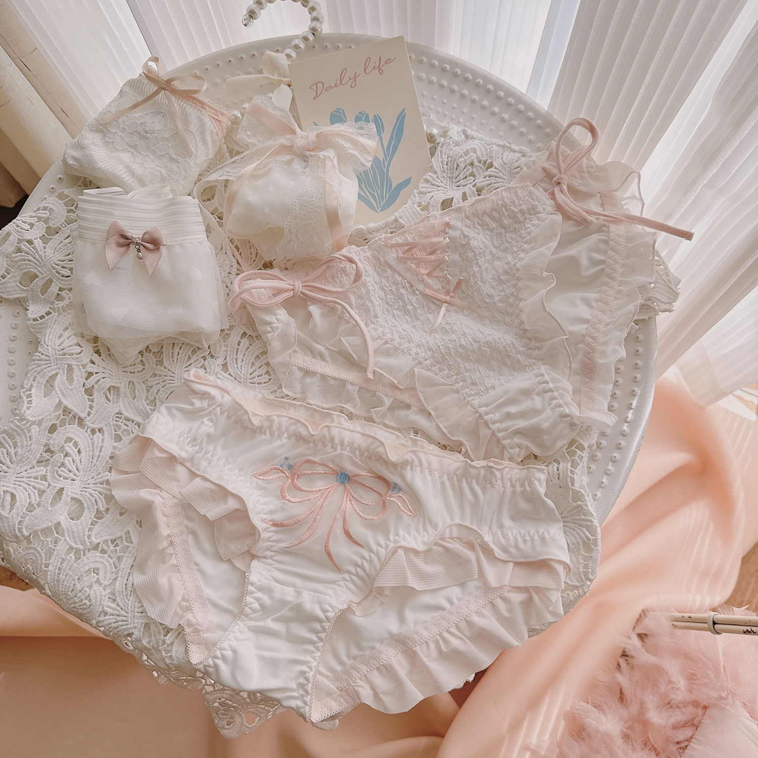 温柔梦想家~纯欲少女白色蕾丝性感内裤女日系甜美网纱新款,淘宝优惠券,粉丝福利购,淘宝优惠卷