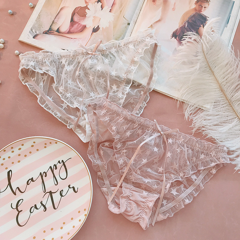 日系甜美内裤女士梦幻网纱星星少女短裤唯美性感透视低腰三角裤,淘宝优惠券,粉丝福利购,淘宝优惠卷