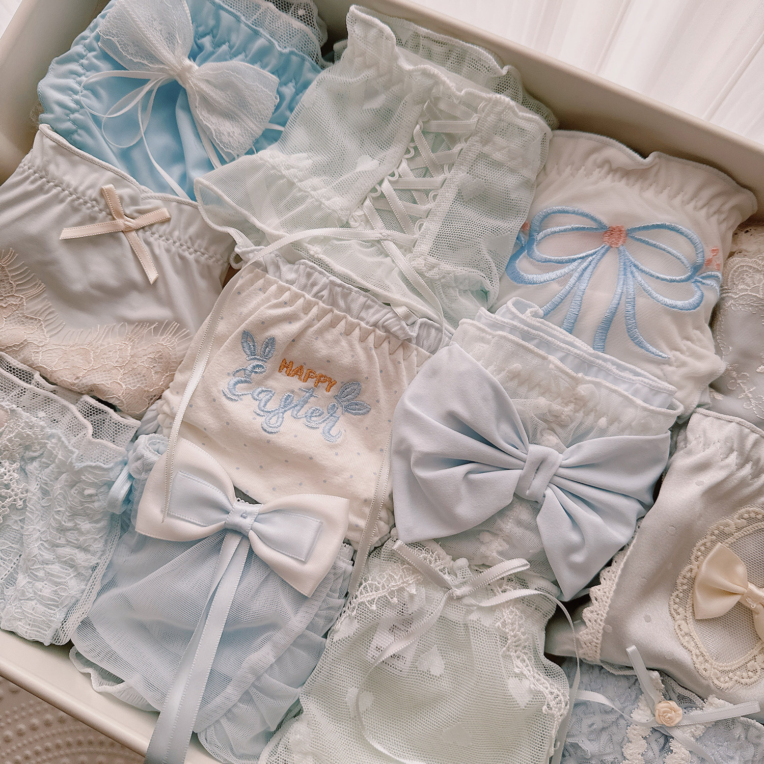 最小的海~纯欲蓝色少女透气短裤纯色夏季薄款蕾丝性感女生内裤,淘宝优惠券,粉丝福利购,淘宝优惠卷