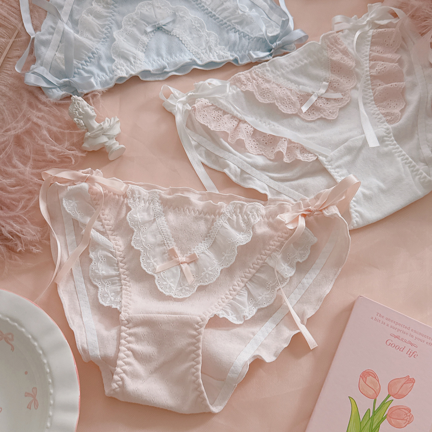 漂亮礼物~奶油甜美A类纯棉少女内裤纯欲系带花边透气孔高开叉,淘宝优惠券,粉丝福利购,淘宝优惠卷