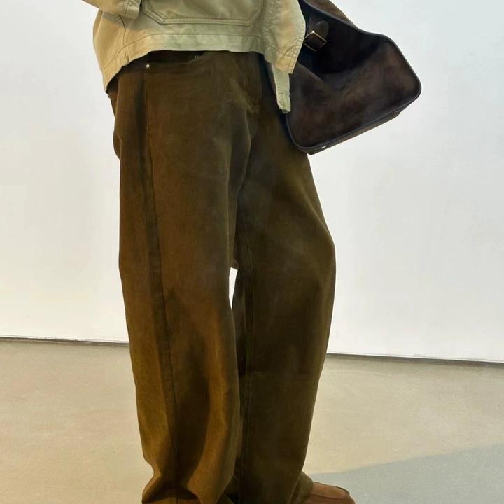 实体现货 Epide Prefab 灯芯绒极简老钱松弛垂感直筒休闲长裤 - 图1