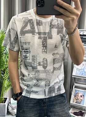 潮牌短袖t恤男款青年修身薄款