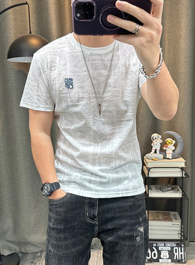 潮牌棉麻短袖t恤衫男士夏季新款
