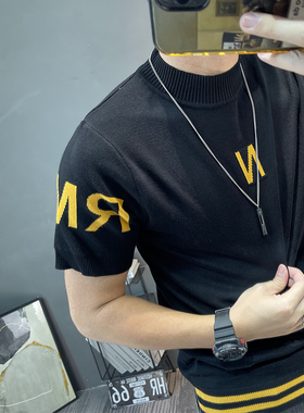 织立领弹力紧身半截袖毛衫打底衫