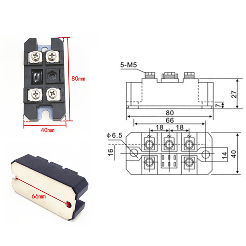 快恢复单相整流桥模块MZQ100A400V10A20A30A50A75A150A充电20KHZ - 图1