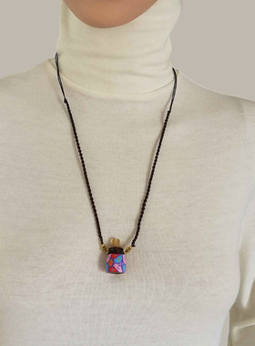 香薰香水瓶项链软陶大容量女玻璃