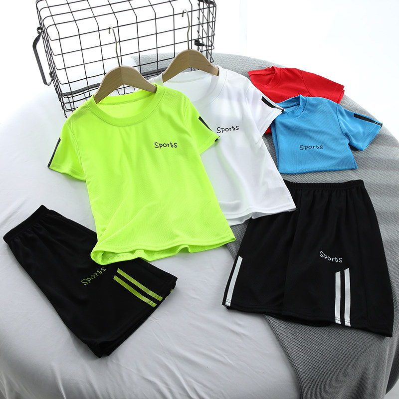 男童速干套装2026夏季新款短袖短裤儿童冰丝运动服休闲薄款两件套