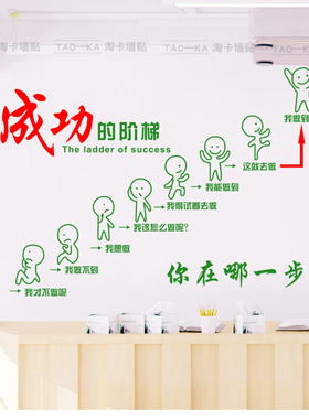 公司企业楼梯团队进步激励墙贴纸