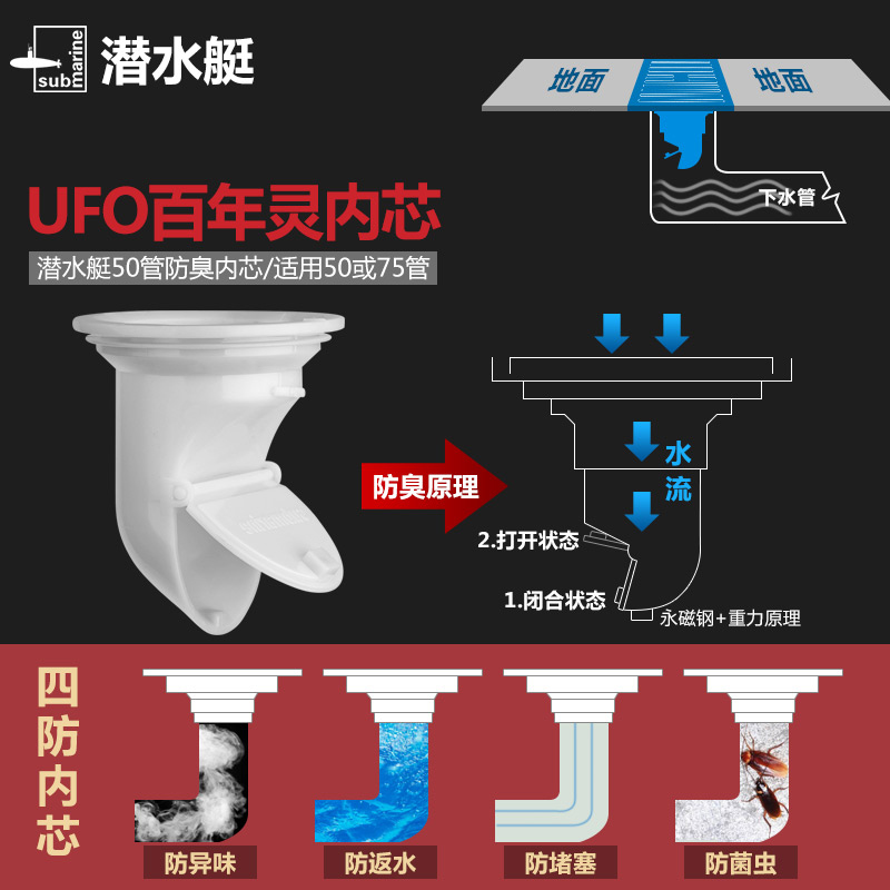 潜水艇隐形地漏镶嵌瓷砖卫生间全铜防臭浴室淋浴长条隐藏式可镶砖