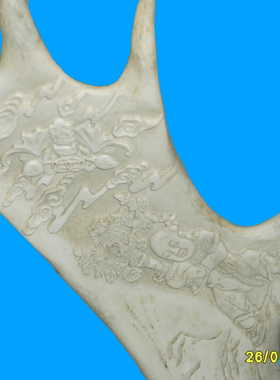 雕刻鹿角生财有鹿福禄寿喜手工