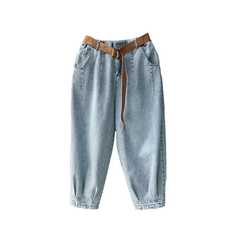 晓说超赞裤型显瘦百搭复古牛仔裤 晓说文艺休闲棉麻女装牛仔裤