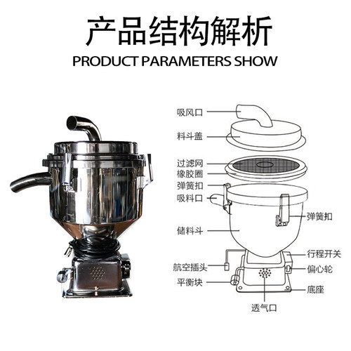 吸料机不锈钢料斗 7.5L12L25L上料机真空料斗储料桶 注塑辅机配件 - 图2