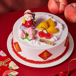 元祖蟠桃祝寿鲜奶蛋糕网红寿公寿婆老人个性水果生日蛋糕同城配送