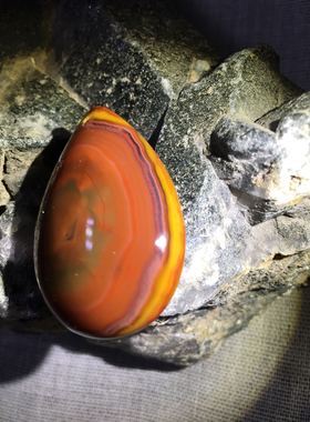 精品一物一图天然战国红玛瑙吊坠项链红黄宣化料项坠包邮