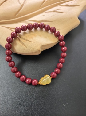 天然朱砂6MM紫金砂手串保真正品和田玉葫芦手链女款闺蜜生日礼物