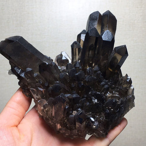 天然黑水晶簇茶晶簇烟晶原原石黑色水晶柱家居客厅办公装饰摆件 - 图2