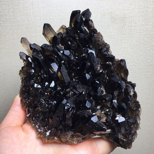 天然黑水晶簇茶晶簇烟晶原原石黑色水晶柱家居客厅办公装饰摆件 - 图1
