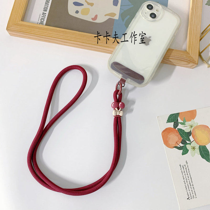 个性酒红色小女孩小熊手机挂绳防摔可拆挂脖绳ccd相机挂链潮男女,淘宝优惠券,粉丝福利购,淘宝优惠卷