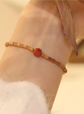 悠然南山南红玛瑙竹节核桃手链小众设计国风手饰女送闺蜜