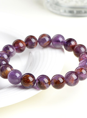 久雅水晶 天然紫幽灵手串 能量款时尚紫色极光手链  直销