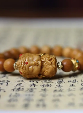 芭比檀香度母手串女檀香木单圈手链情侣佛珠手串简约时尚饰品礼物