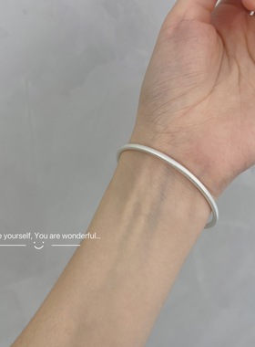 福氏999足银古法银手镯年轻款实心素圈手环闭口复古镯子纯银手镯