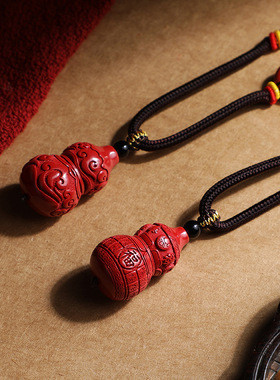 原矿帝王砂祥云葫芦吊坠女项链挂件天然朱砂福禄葫芦本命年毛衣链