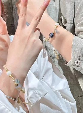 时尚风手工编织情侣款藏式渗透天珠单圈手串手绳简约手链佛珠