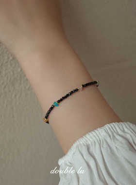 手链蓝松石气质黑水晶小众女
