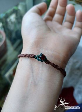手工编织复古风玉石珠子手绳