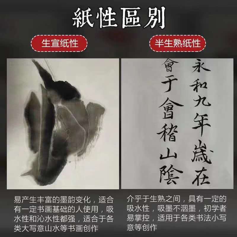 安徽宣纸檀皮加厚三四尺六尺八尺对开半生熟生宣国画书法创作批发