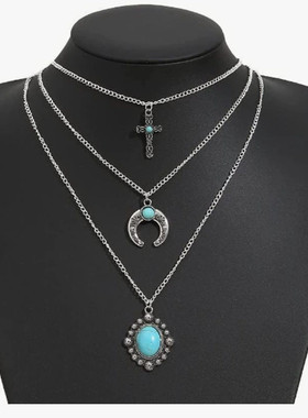 黑色哥特珠子复古毛衣链