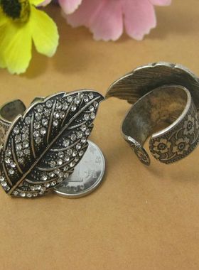 欧美风金色叶子古董配饰戒指环